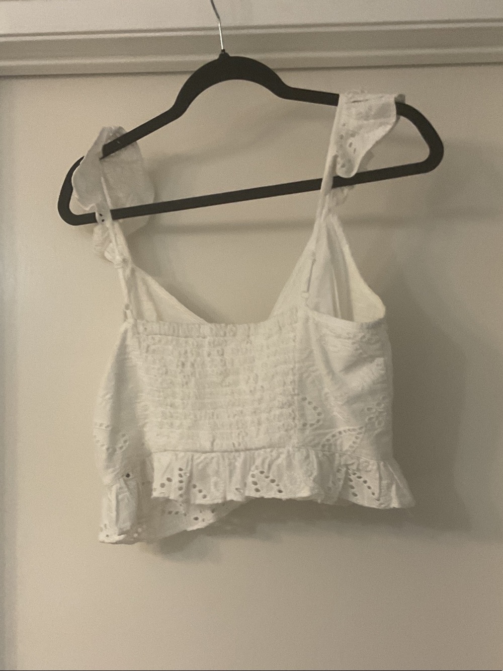 Guess White Eyelet Ruffle Tie-Strap Camisole Top - Picture 4 of 4